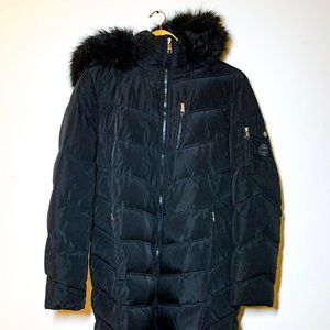 Calvin Klein Black Down Jacket w/ Faux Fur Hood